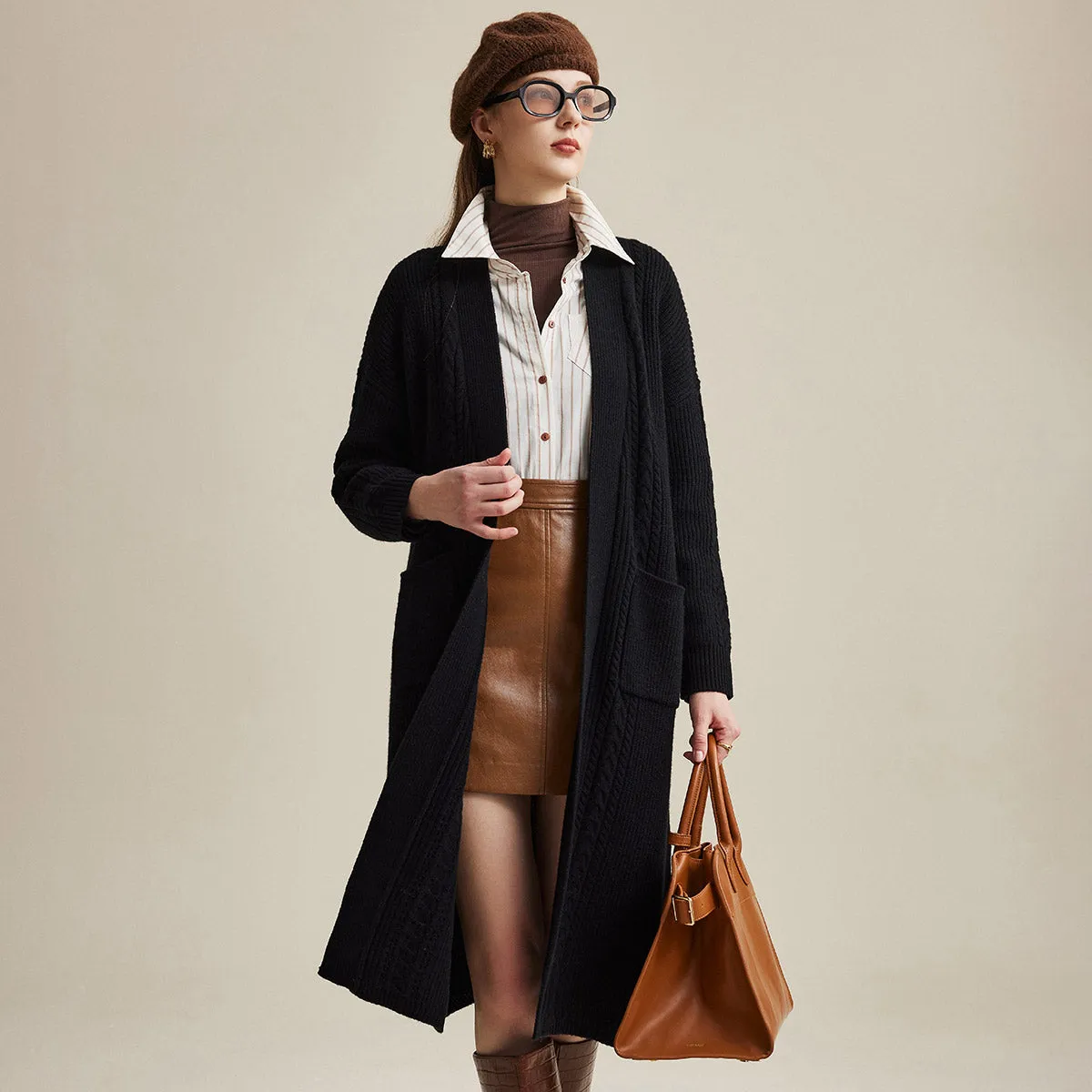 100% Wool Women's Cardigan Long Knit Coats with Pockets sold by COMOBOCA