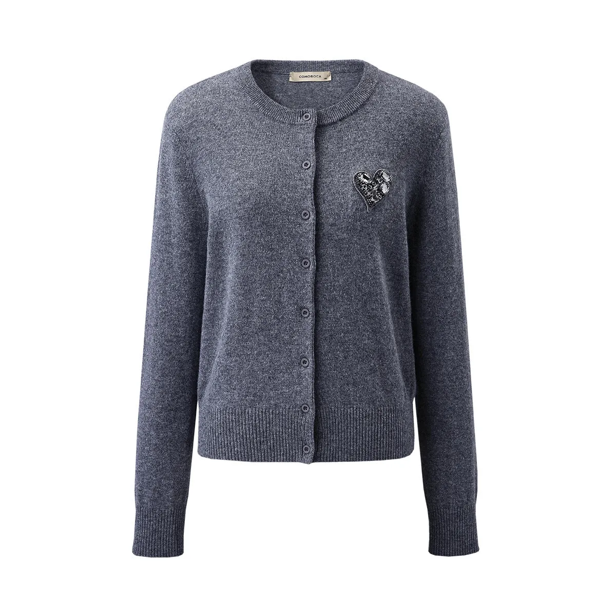 100% Cashmere Cardigan with Heart Patch sold by COMOBOCA product image thumbnail 3