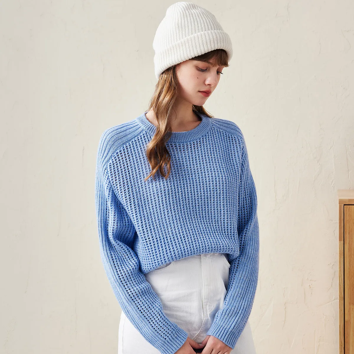 100% Wool Women's Ribbed Knit Sweater sold by COMOBOCA product image thumbnail 3