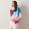 Women's Mohair Gradient Color Block Fluffy Knit Sweater sold by COMOBOCA