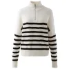 100% Cashmere Women's Striped Half-Zip Knit Sweater sold by COMOBOCA