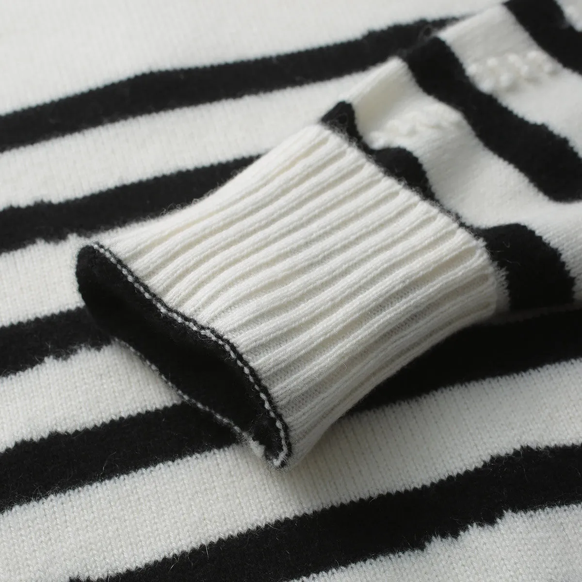 100% Cashmere Women's Striped Half-Zip Knit Sweater sold by COMOBOCA product image thumbnail 5