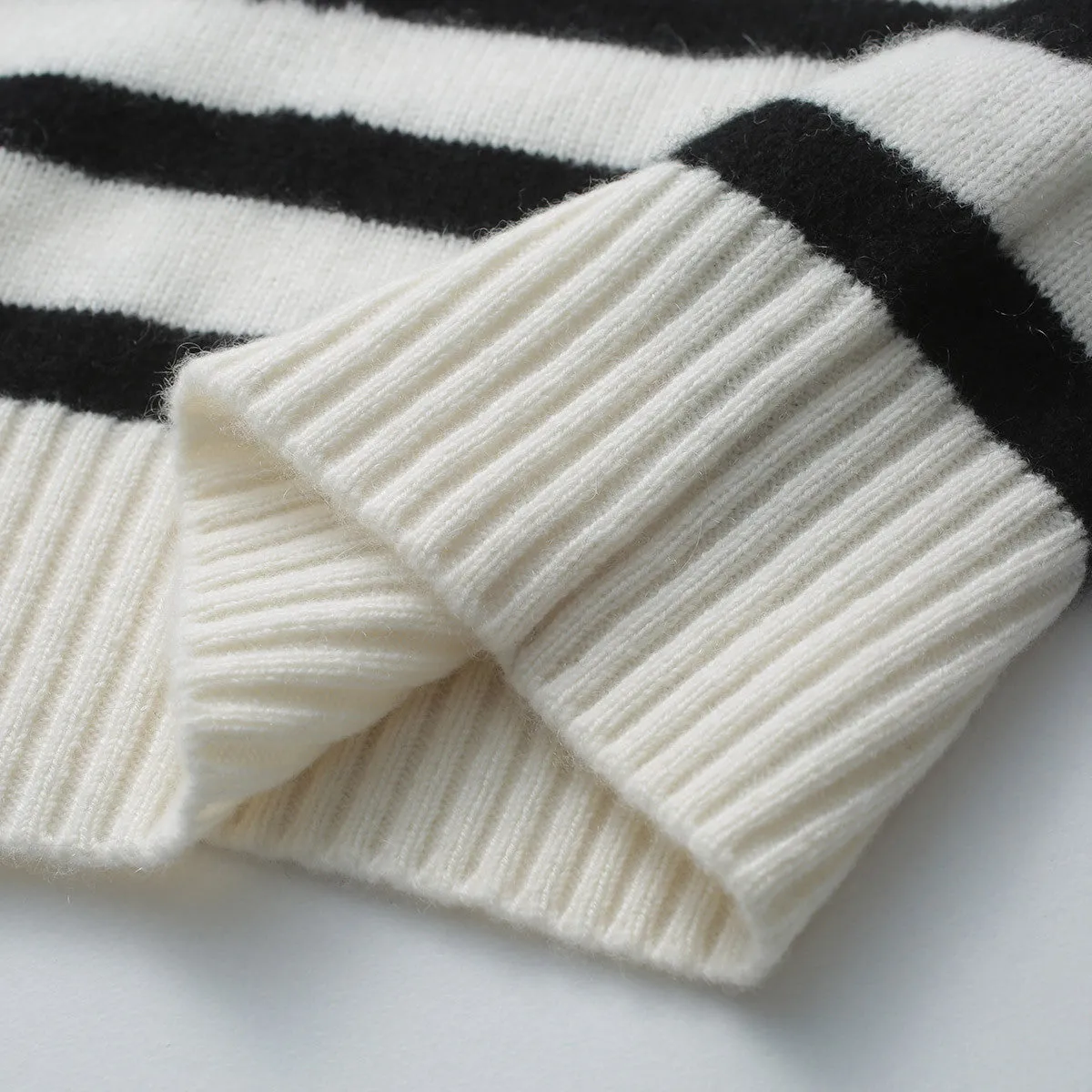 100% Cashmere Women's Striped Half-Zip Knit Sweater sold by COMOBOCA product image thumbnail 3