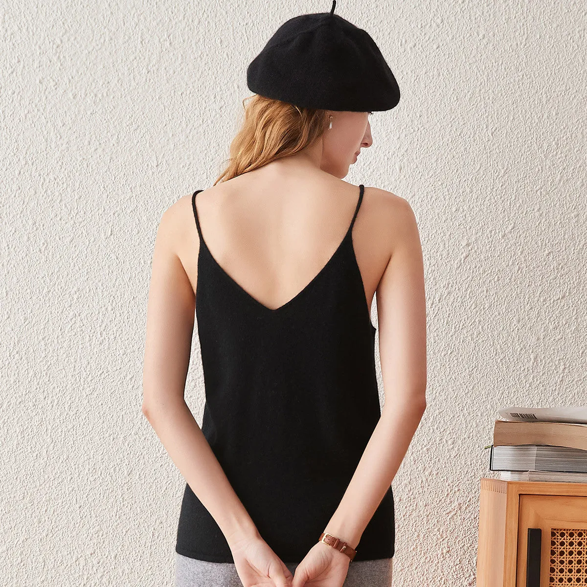 100% Cashmere Women's V-Neck Camisole sold by COMOBOCA product image thumbnail 5