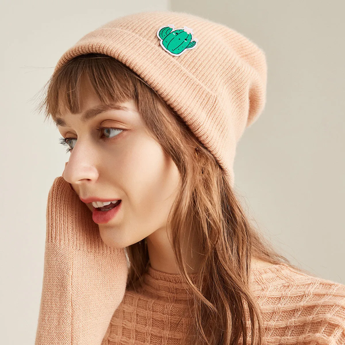 100% Cashmere Cozy Cactus Beanie sold by COMOBOCA product image thumbnail 2