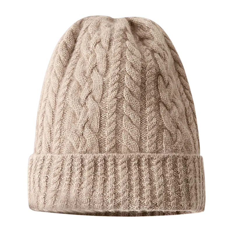 100% Cashmere Stylish Cable Knit Beanie sold by COMOBOCA