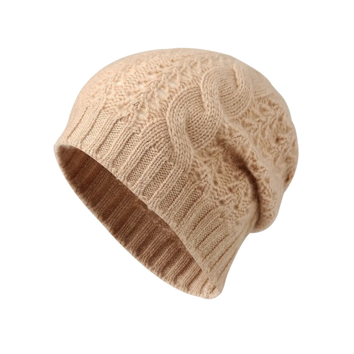 100% Cashmere Classic Cable Knit Beanie sold by COMOBOCA product image thumbnail 4