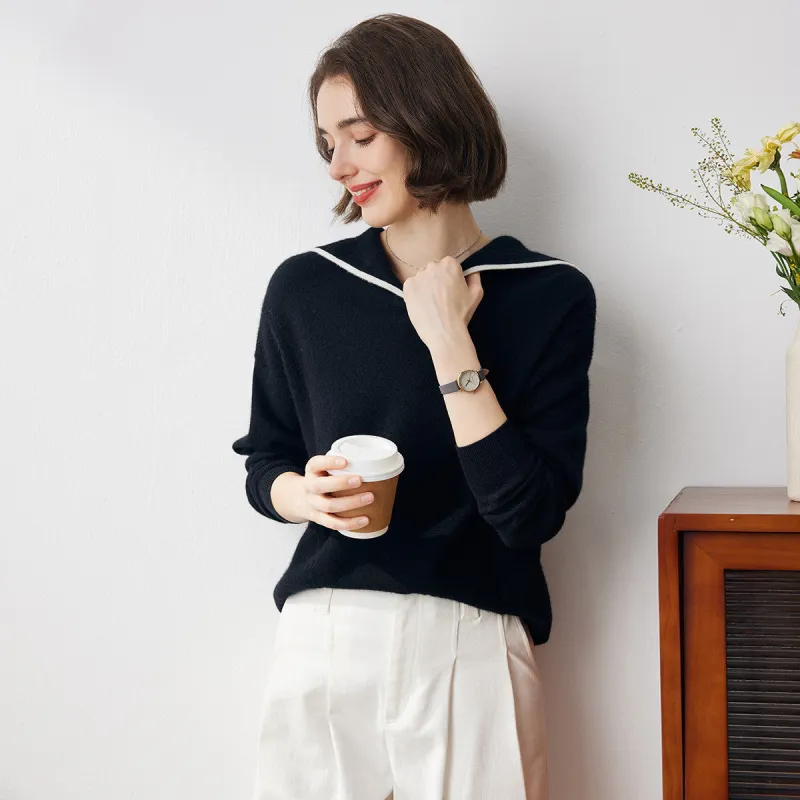 100% Cashmere Women's Sailor Collar Sweater sold by COMOBOCA