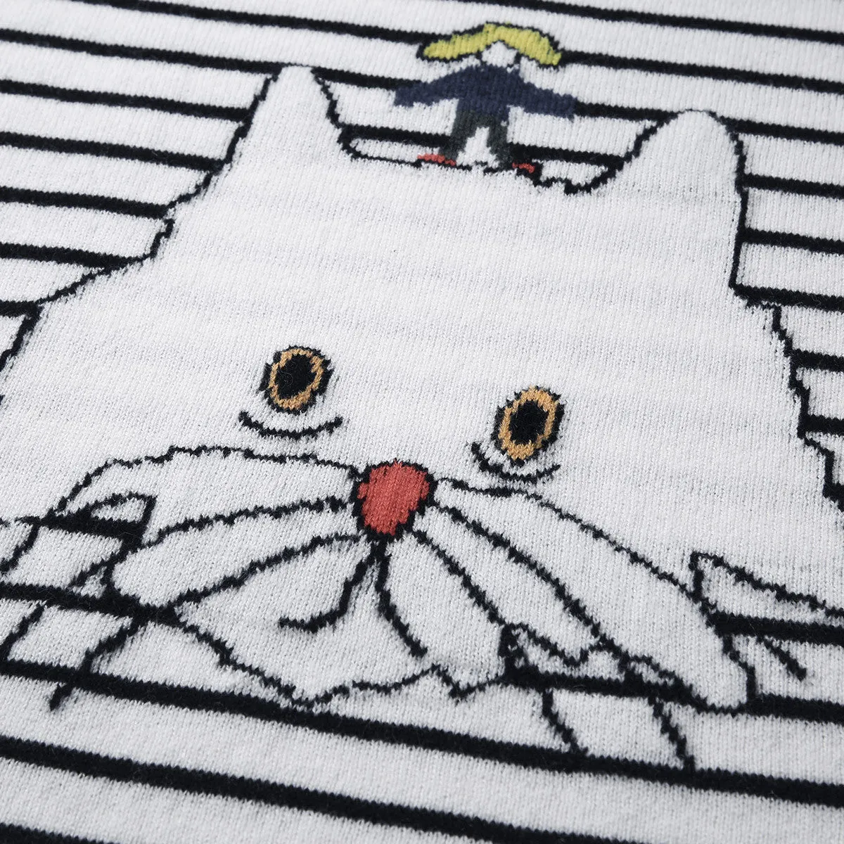 100% Cashmere Cute Cat Striped Sweater sold by COMOBOCA product image thumbnail 5