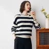 100% Cashmere Classic Womens Striped Sweater sold by COMOBOCA