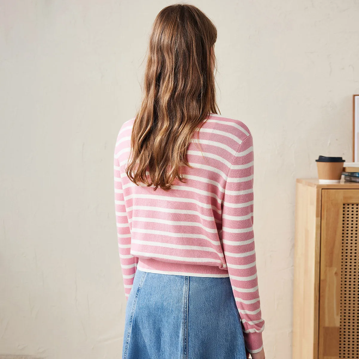 100% Wool Casual Striped Zip-Up Cardigan sold by COMOBOCA product image thumbnail 4