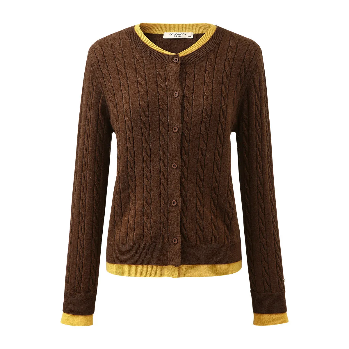 100% Wool Cable Knit Cardigan with Contrast Trim sold by COMOBOCA product image thumbnail 5