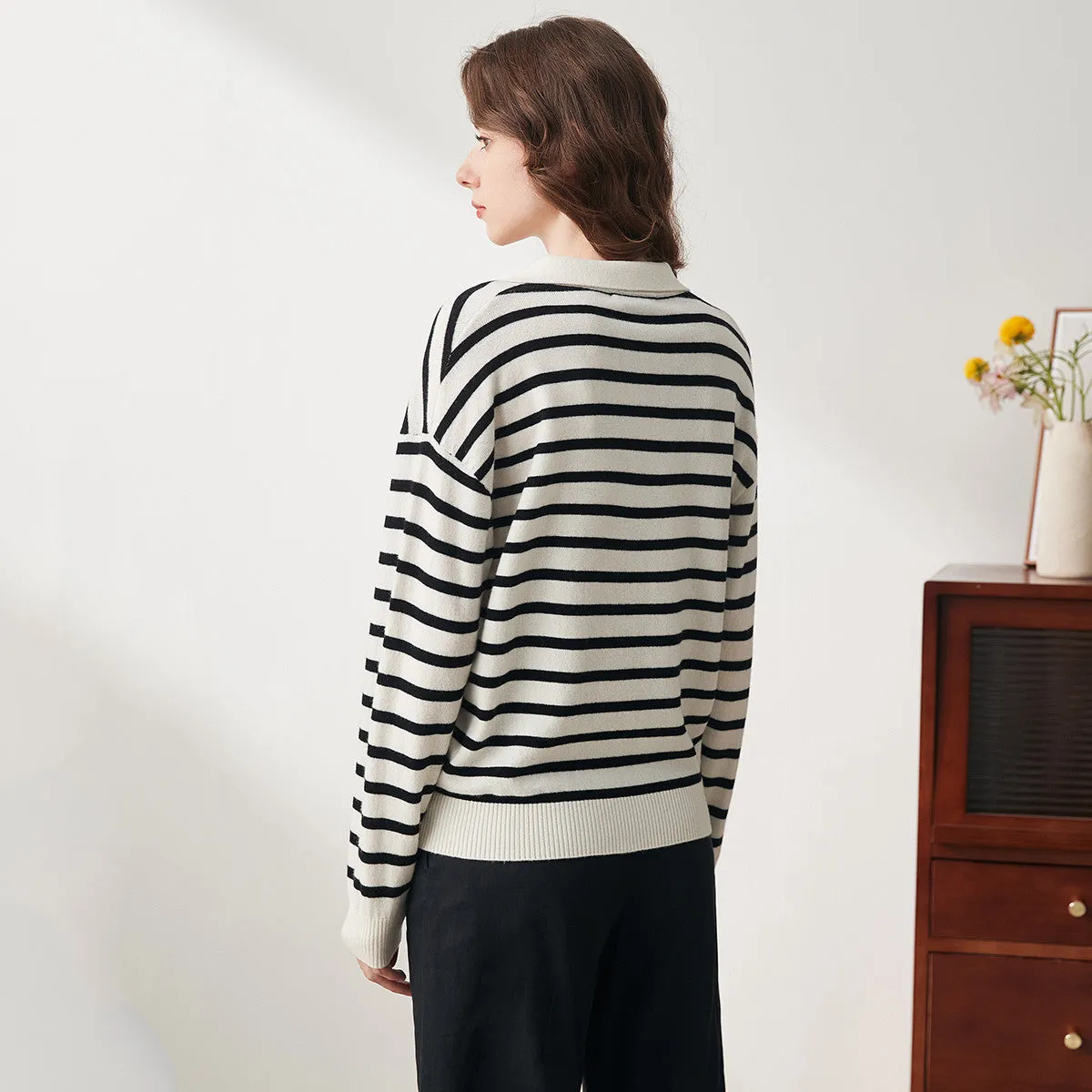 100% Wool Classic Striped Polo Sweater sold by COMOBOCA product image thumbnail 5
