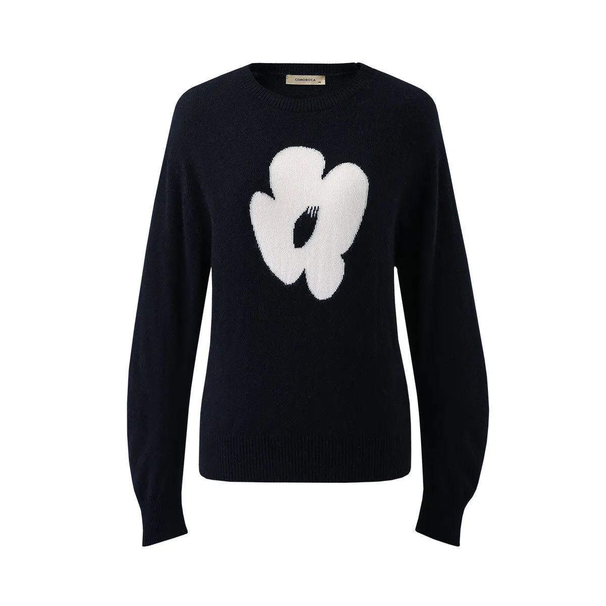 100% Cashmere Women's Floral Knit Sweater sold by COMOBOCA product image thumbnail 3