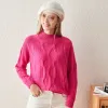 100% Cashmere Women's Cable Knit Mock Neck Sweater sold by COMOBOCA
