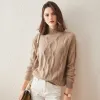 100% Cashmere Women's Cable Knit Mock Neck Sweater sold by COMOBOCA