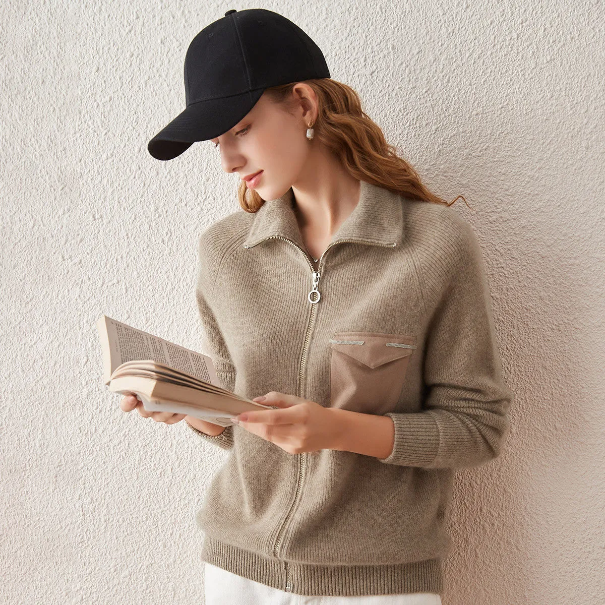 100% Cashmere Zip-Up Cardigan with Pocket Detail sold by COMOBOCA product image thumbnail 5