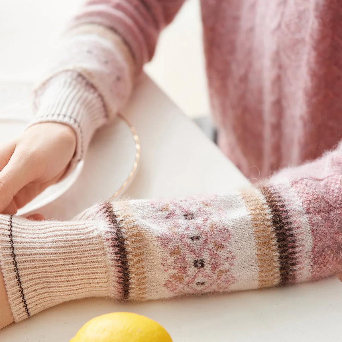 100% Cashmere Women's Intricate Sleeve Knit Sweater sold by COMOBOCA product image thumbnail 5