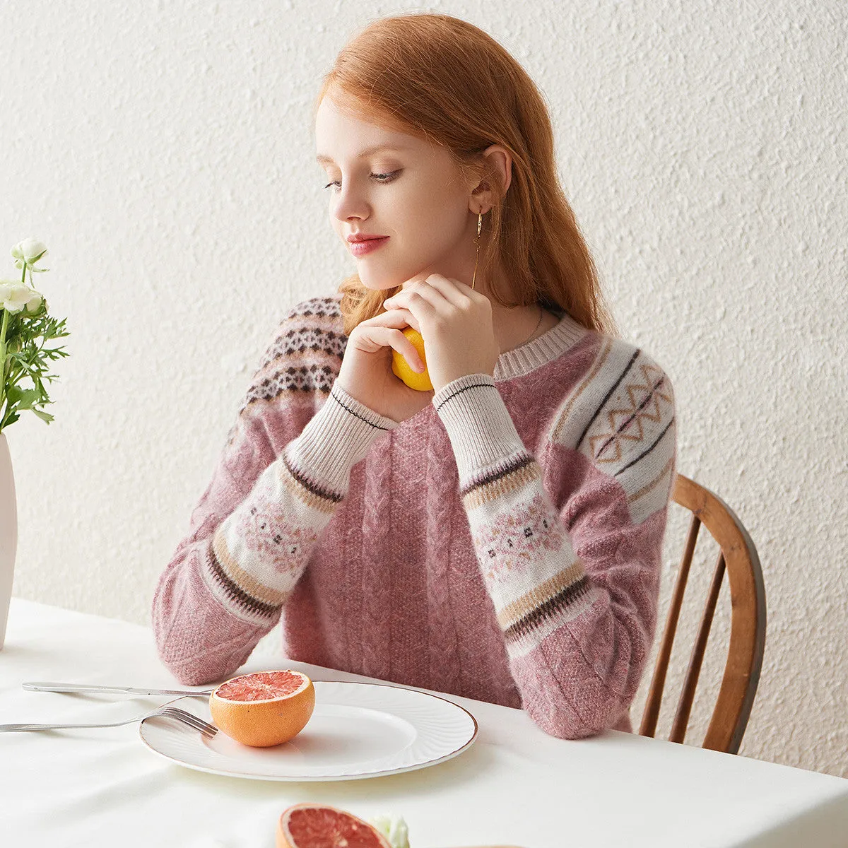 100% Cashmere Women's Intricate Sleeve Knit Sweater sold by COMOBOCA product image thumbnail 2