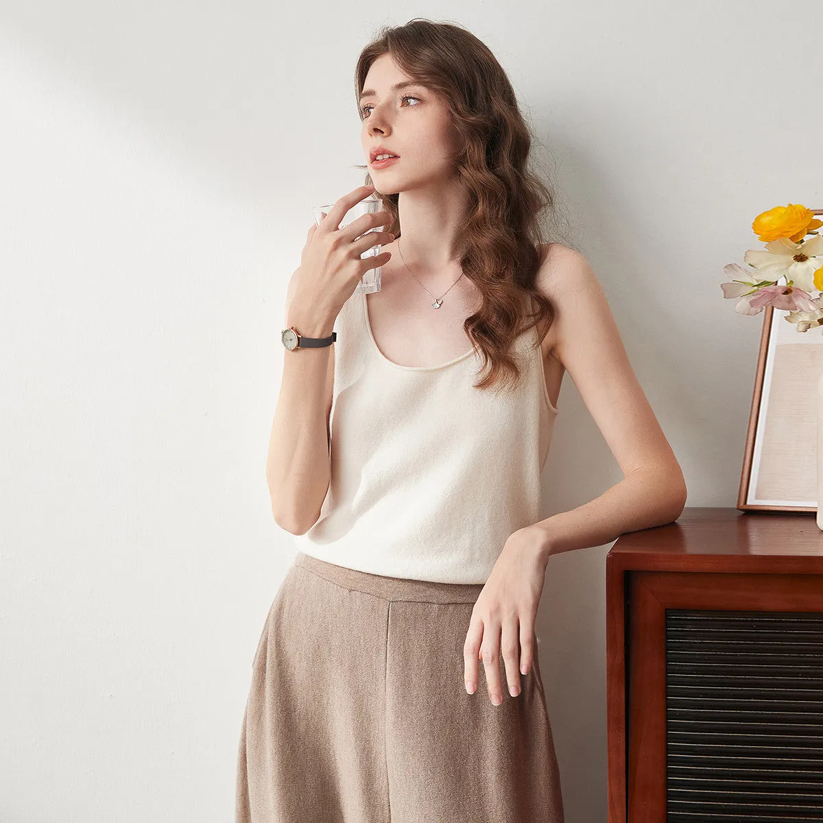 100% Wool Women's Soft Knit Tank Top sold by COMOBOCA product image thumbnail 3