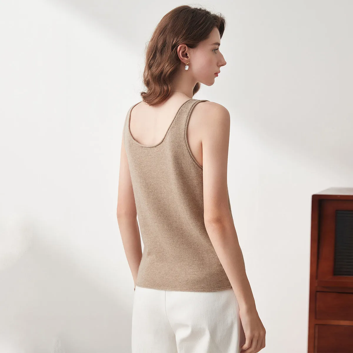 100% Wool Women's Soft Knit Tank Top sold by COMOBOCA product image thumbnail 4