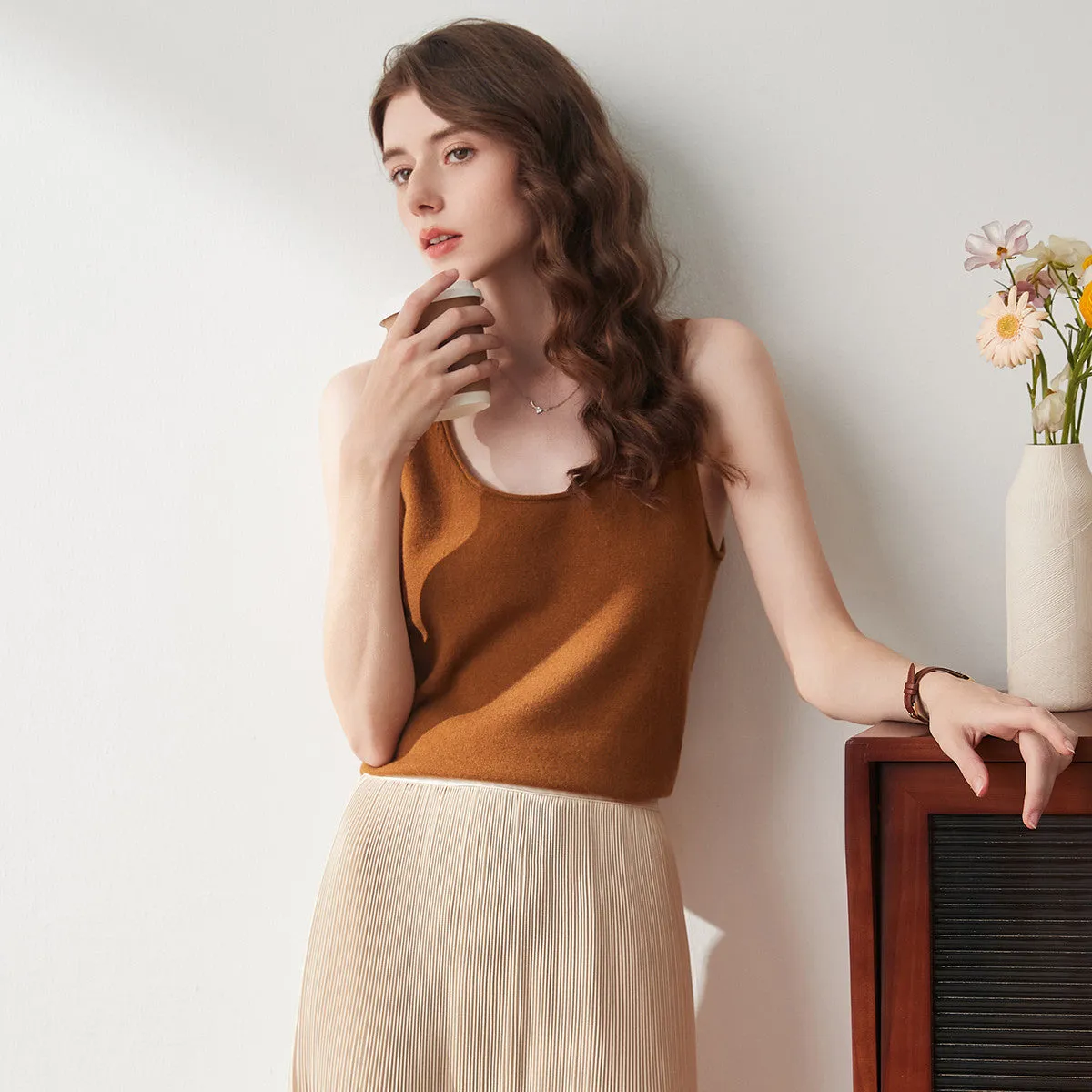 100% Wool Women's Soft Knit Tank Top sold by COMOBOCA product image thumbnail 2