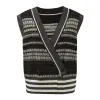 100% Cashmere Striped Knit Vest with Cross-Front Detail sold by COMOBOCA