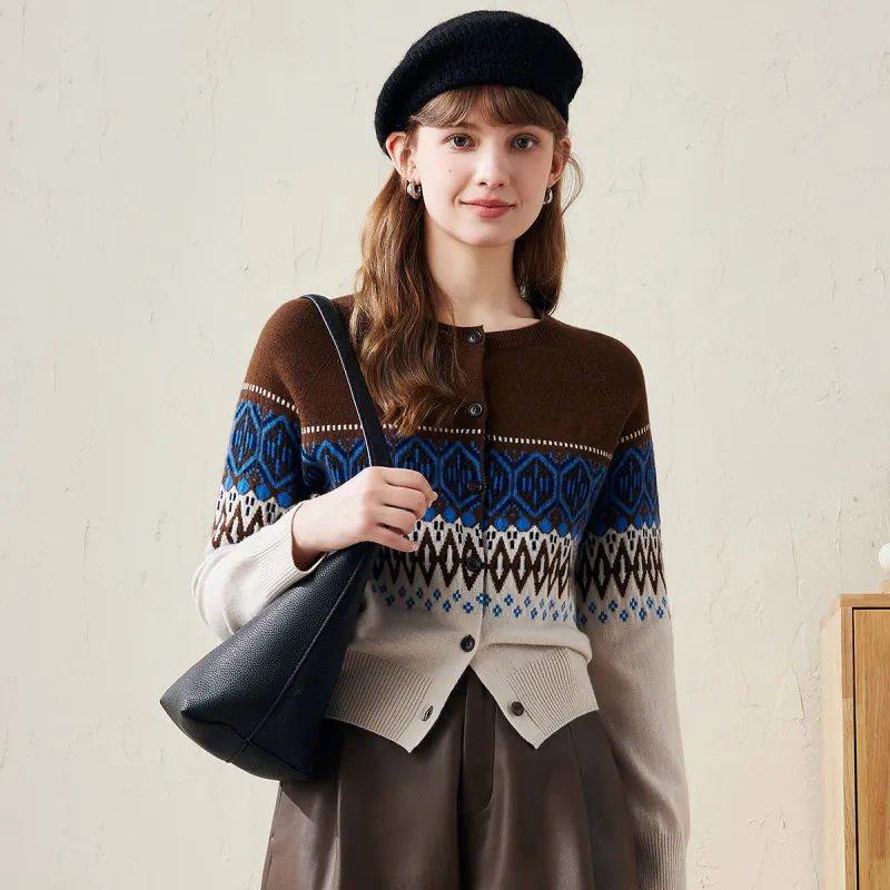 100% Wool Chic Nordic Style Knitted Cardigan sold by COMOBOCA