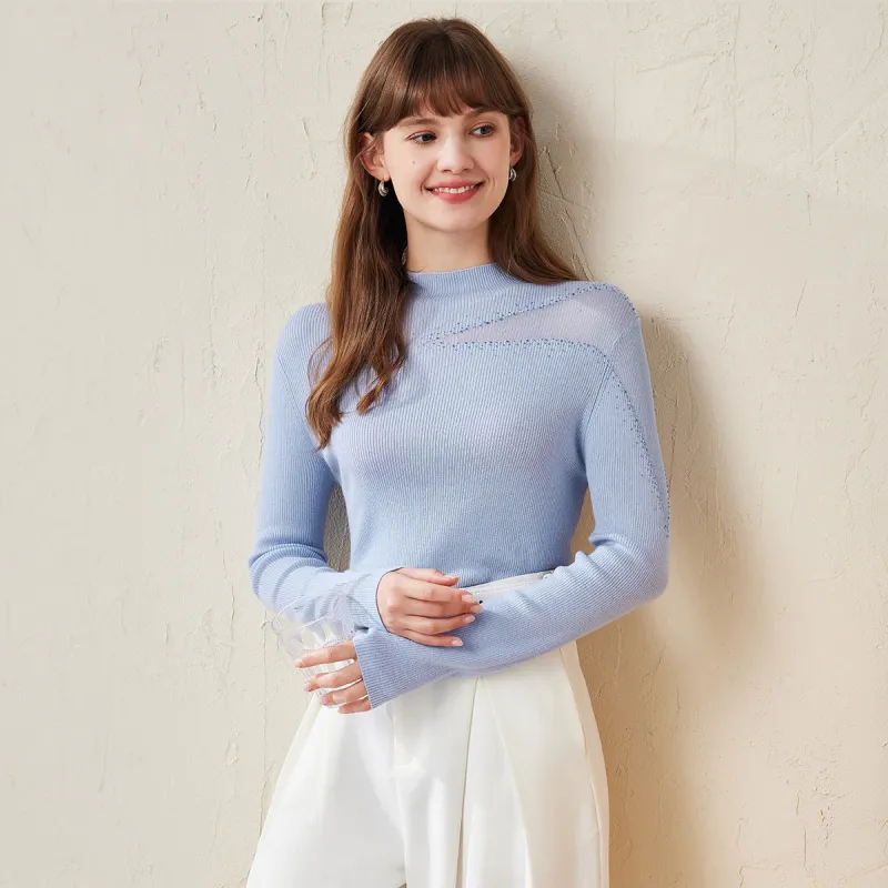 100% Wool Cozy Ribbed Mock Neck Sweater sold by COMOBOCA