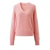 100% Wool Elegant Ribbed V-Neck Sweater sold by COMOBOCA