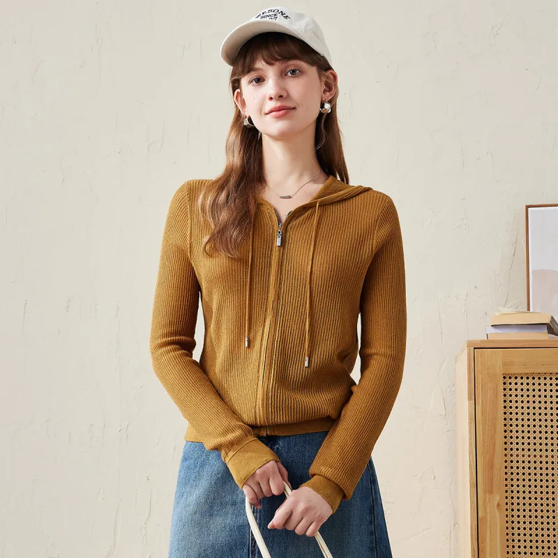100% Wool Cardigan Cozy Knit Zip-Up Hoodie sold by COMOBOCA