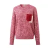 100% Wool Women's Knit Sweater with Contrasting Pocket sold by COMOBOCA