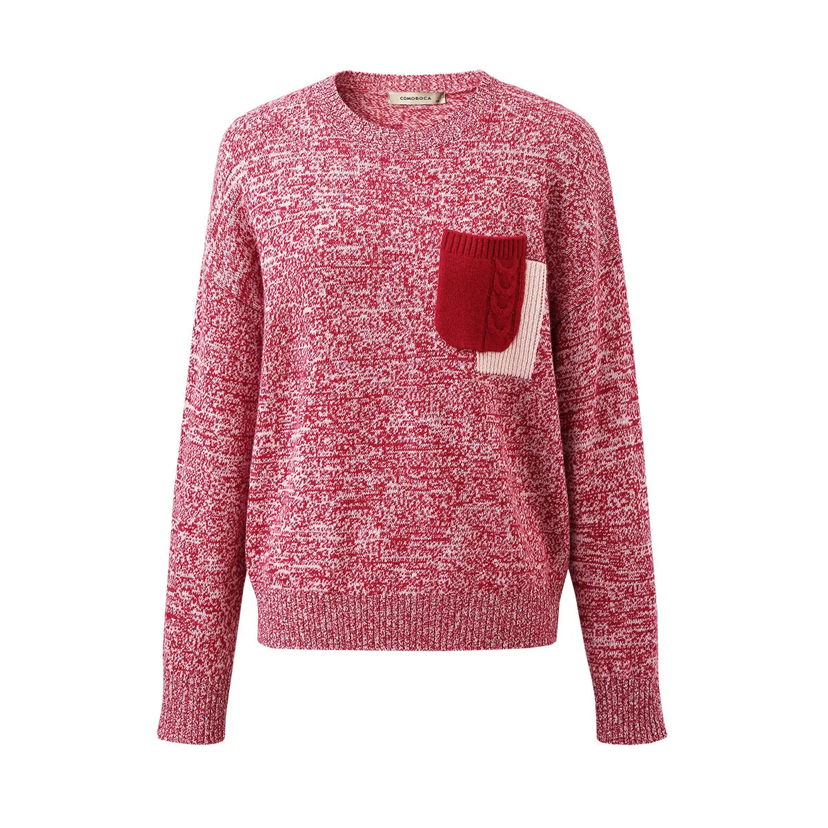 100% Wool Women's Knit Sweater with Contrasting Pocket sold by COMOBOCA product image thumbnail 3