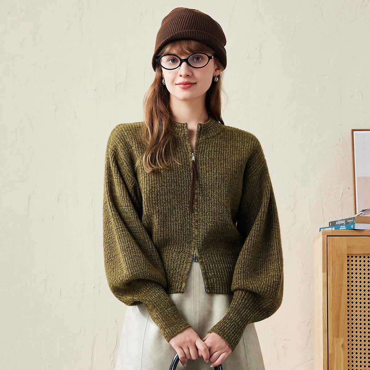 100% Wool Cozy Ribbed Zip-Up Cardigan sold by COMOBOCA