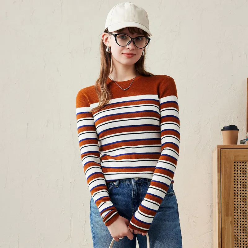 100% Wool Striped Crew Neck Sweater sold by COMOBOCA