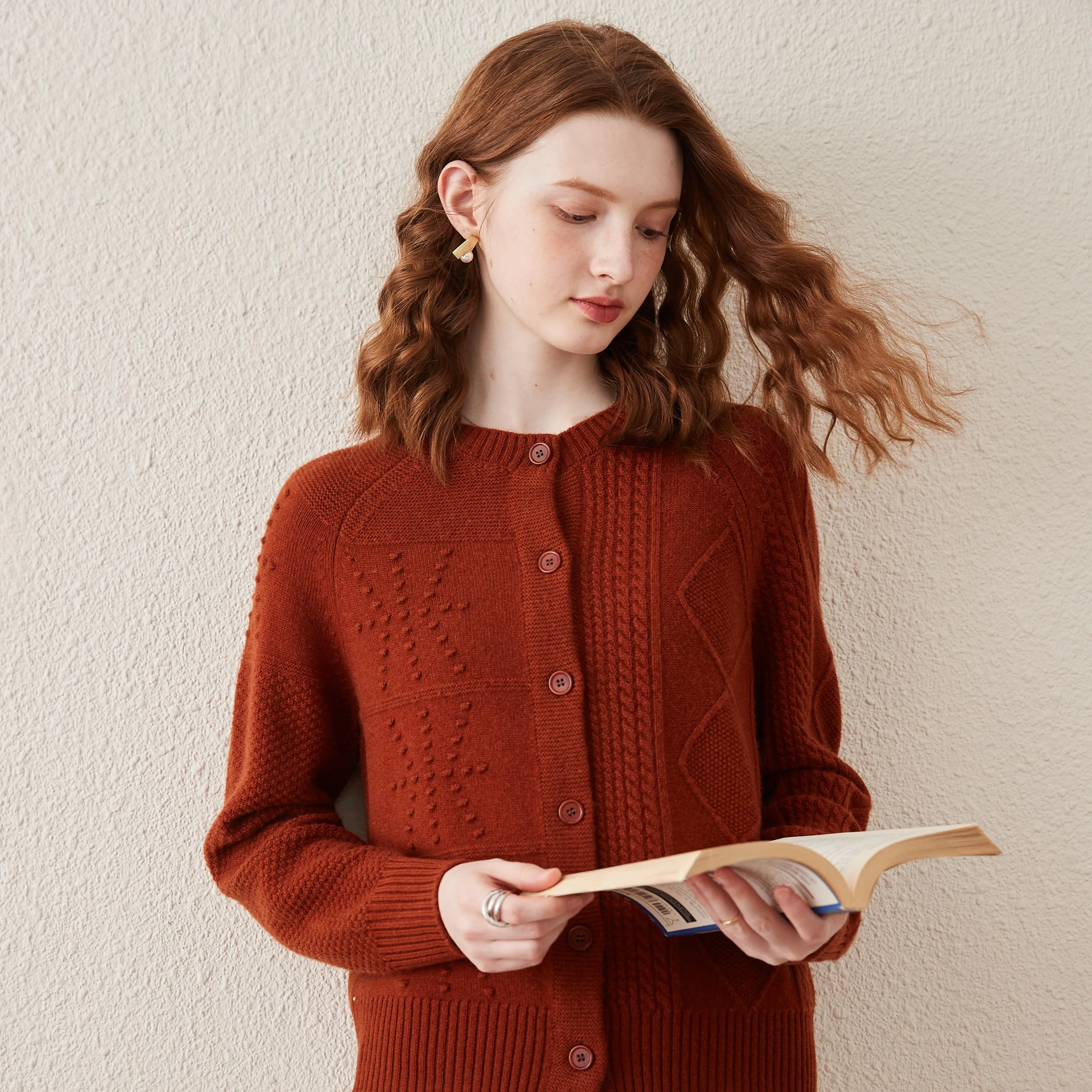 100% Wool Women's Ribbed Knit Cardigan sold by COMOBOCA