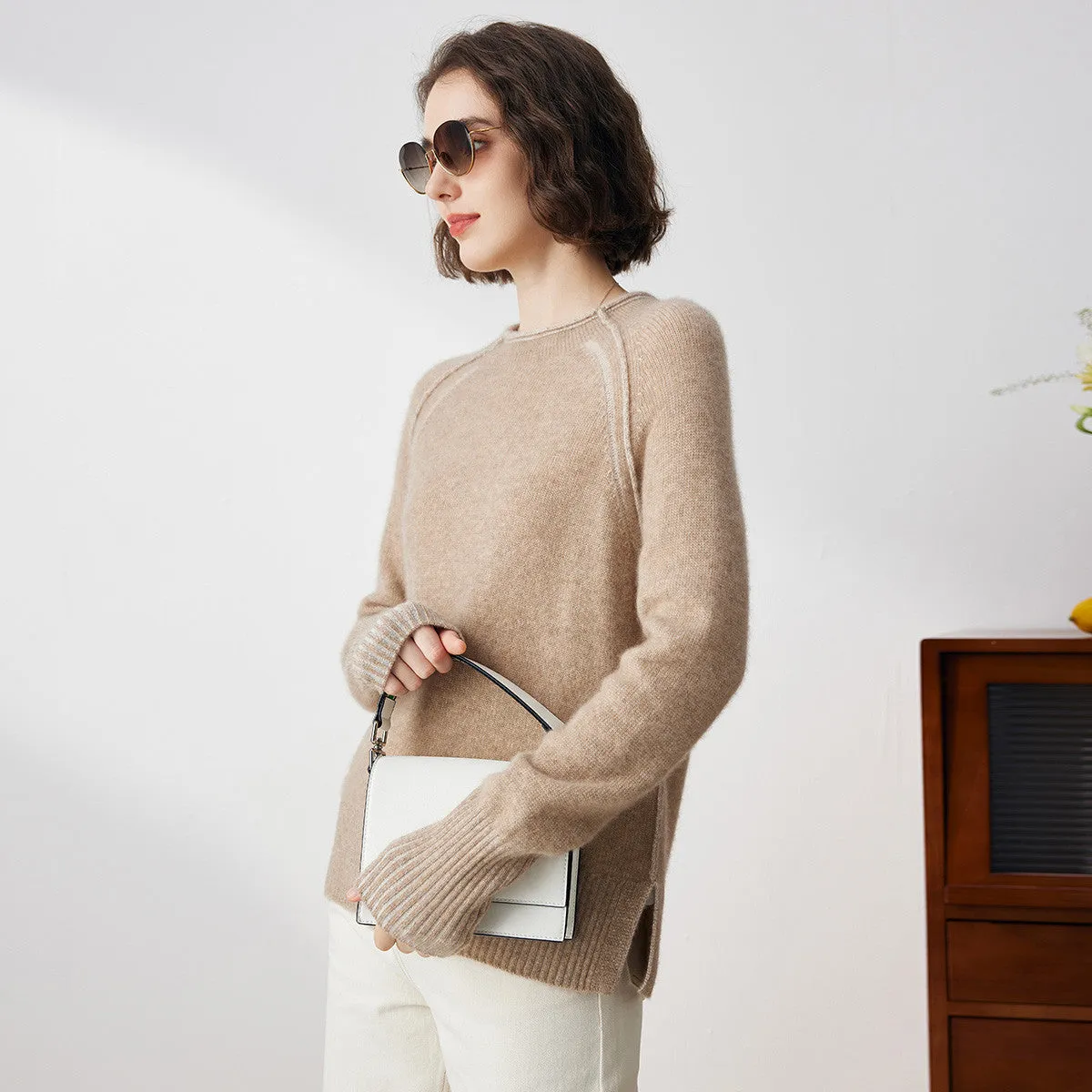 COMOBOCA Cashmere Women's Crew Neck Unique Seam Sweater sold by COMOBOCA product image thumbnail 4