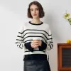 100% Cashmere Striped Knit Sweater with Ribbon Cuffs sold by COMOBOCA