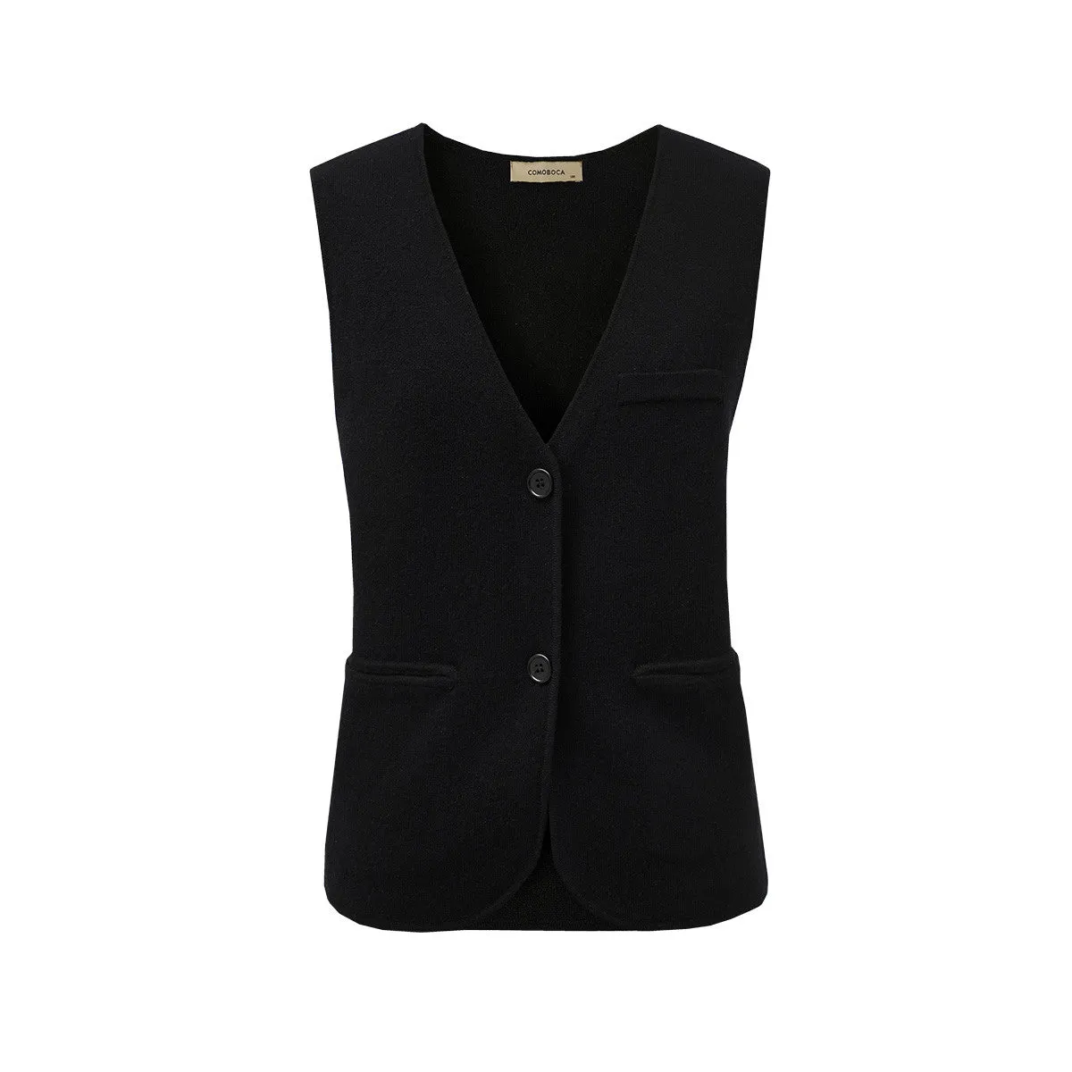 100% Wool Elegant Sleeveless Button-Up Vest sold by COMOBOCA product image thumbnail 4