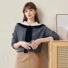 100% Wool Women's Cable Knit Sweater with Bow Collar sold by COMOBOCA