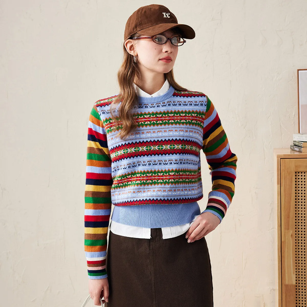 100% Wool Colorful Fair Isle Knit Sweater sold by COMOBOCA