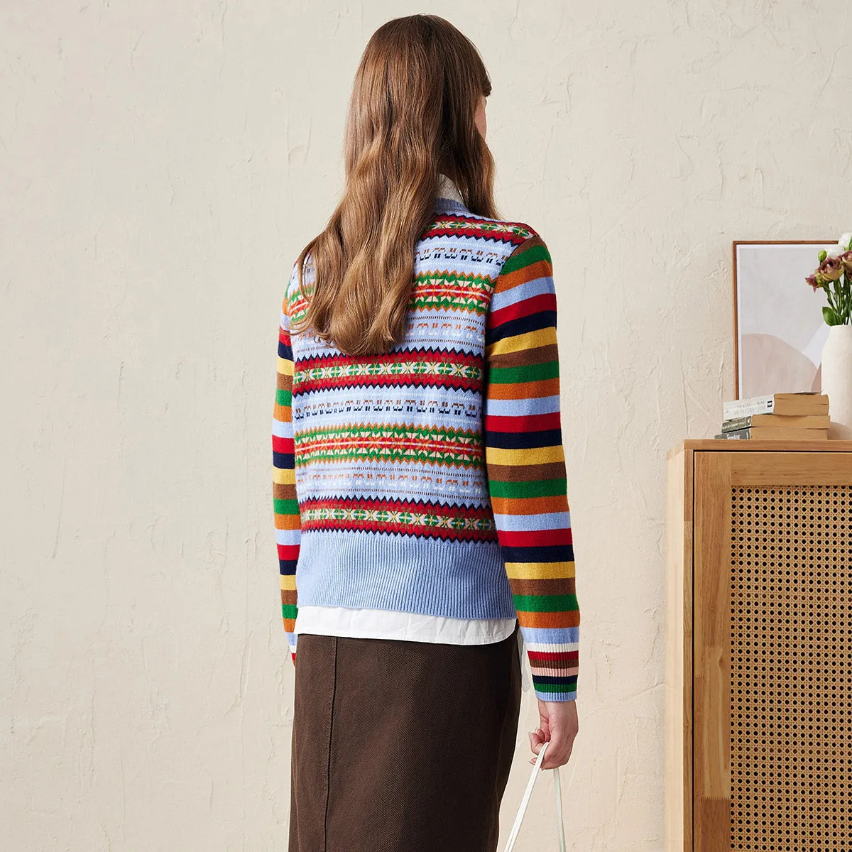 100% Wool Colorful Fair Isle Knit Sweater sold by COMOBOCA product image thumbnail 4