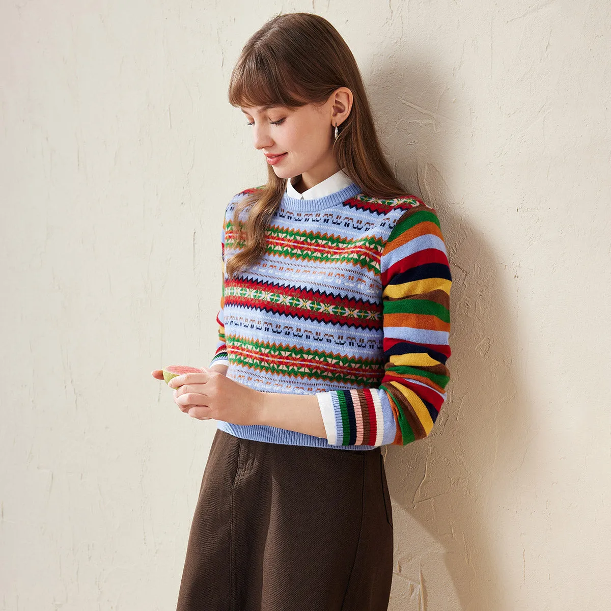100% Wool Colorful Fair Isle Knit Sweater sold by COMOBOCA product image thumbnail 3