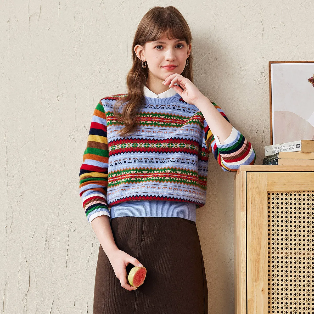 100% Wool Colorful Fair Isle Knit Sweater sold by COMOBOCA product image thumbnail 2