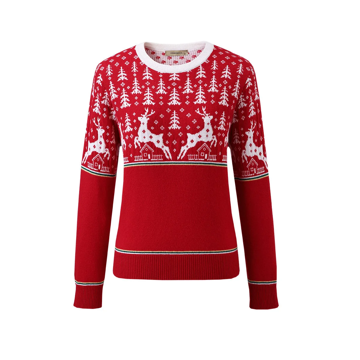 100% Wool Women's Reindeer Knit Sweater sold by COMOBOCA product image thumbnail 4