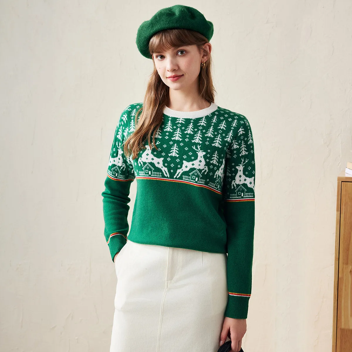 100% Wool Women's Reindeer Knit Sweater sold by COMOBOCA