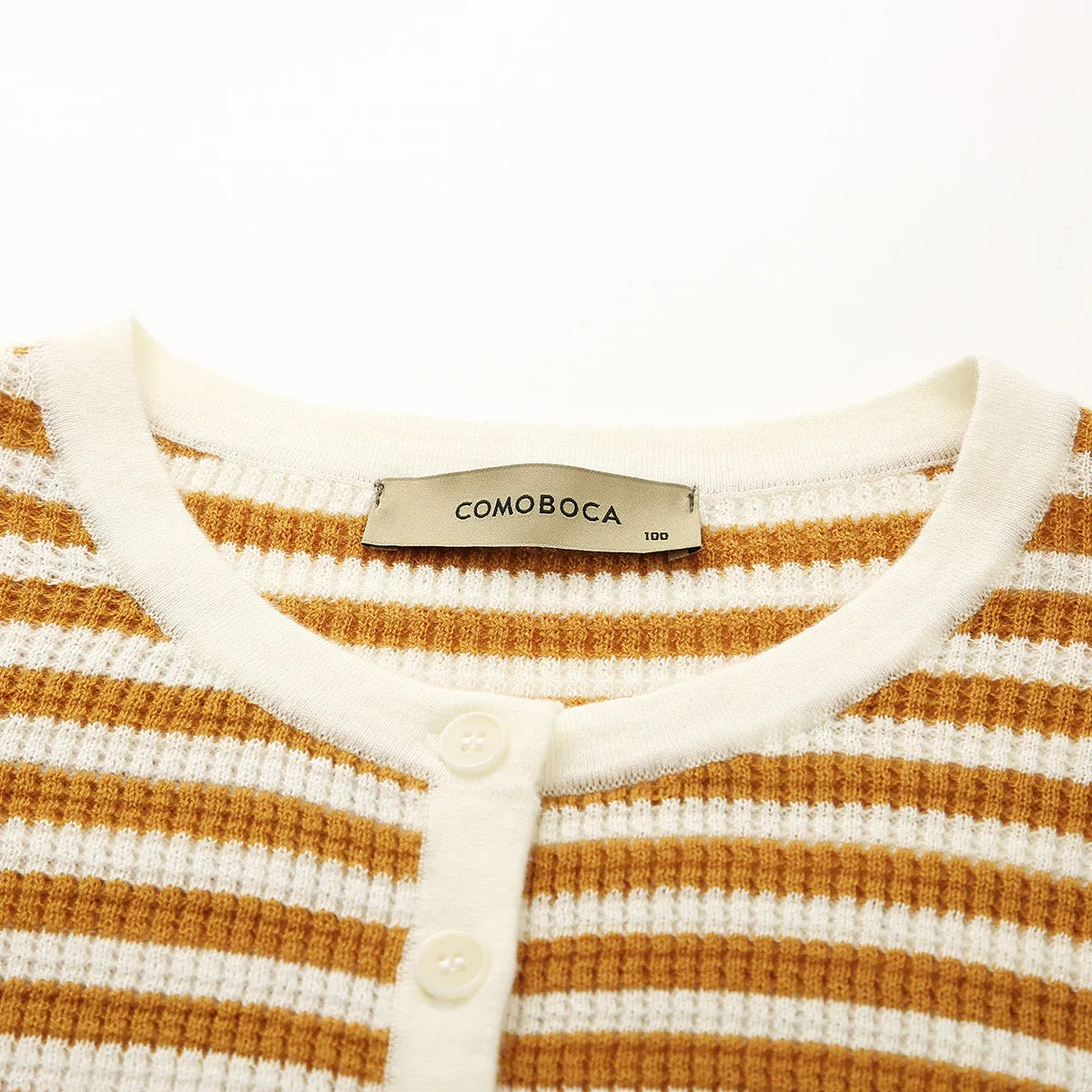 100% Wool Striped Ribbed Henley Neckline Sweater sold by COMOBOCA product image thumbnail 4