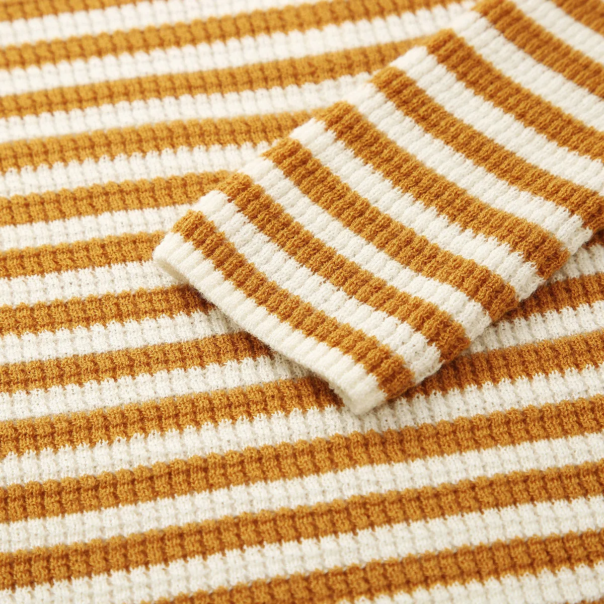 100% Wool Striped Ribbed Henley Neckline Sweater sold by COMOBOCA product image thumbnail 5