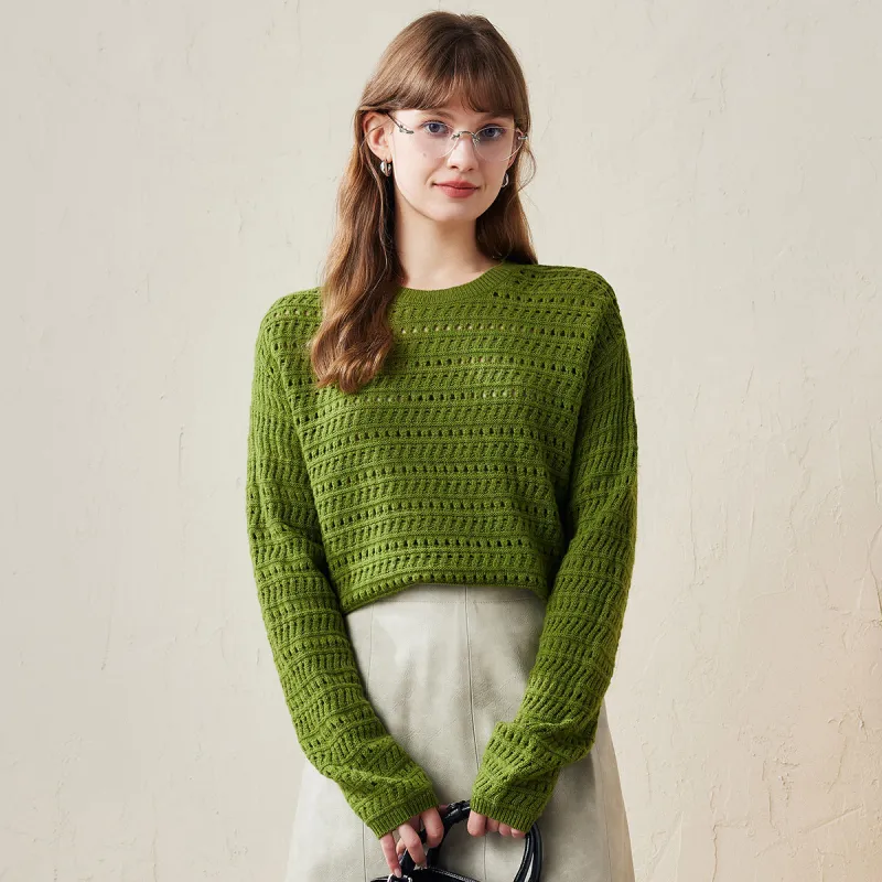100% Wool Women's Soft Knit Lace Sweater sold by COMOBOCA