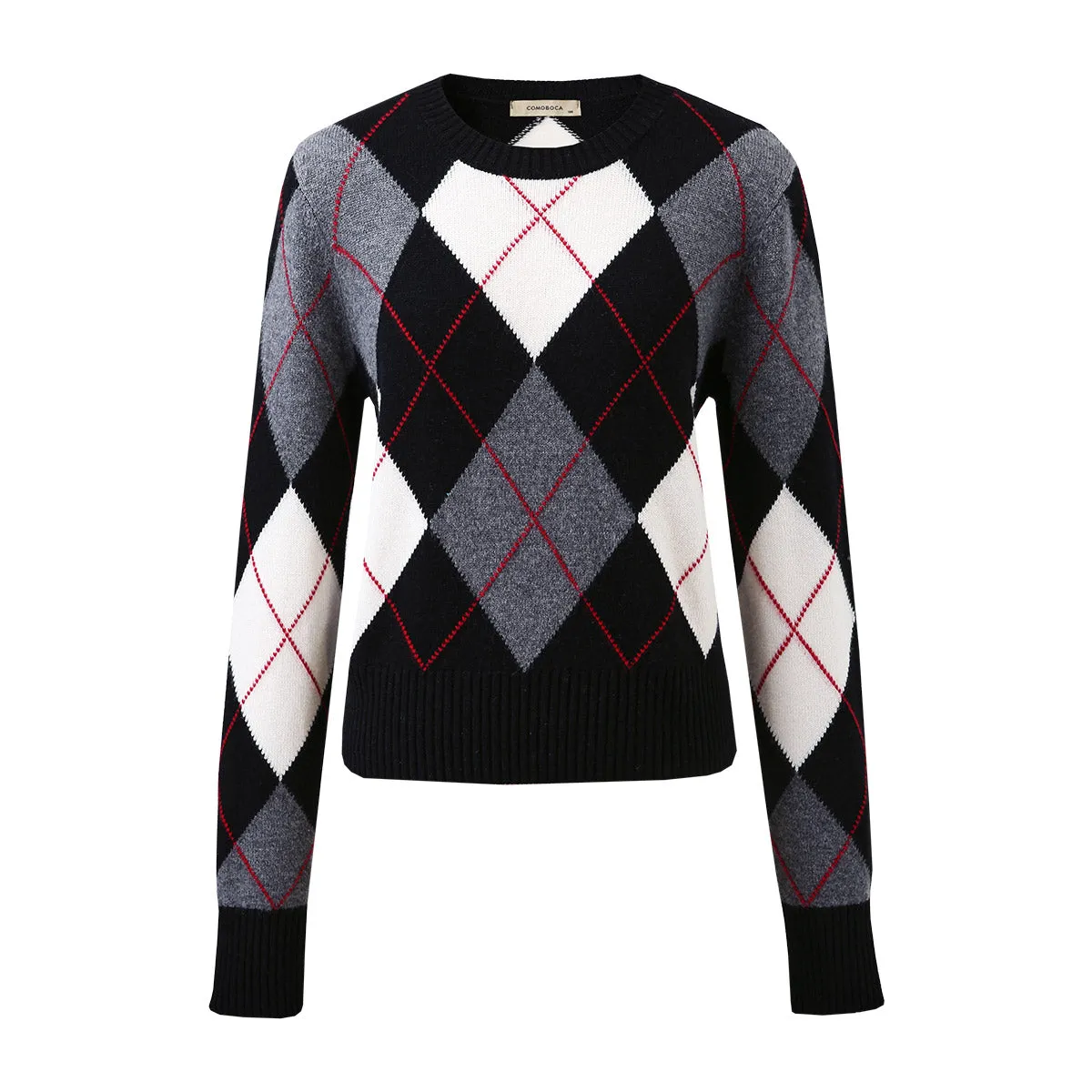 100% Wool Women's Argyle Pattern Knit Sweater sold by COMOBOCA product image thumbnail 5